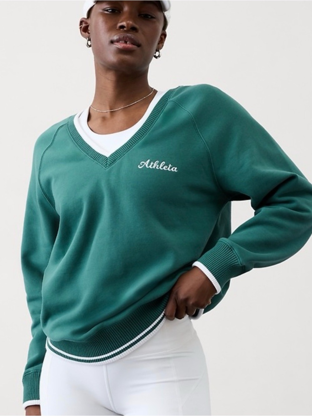 Athleta Forever Fleece V-Neck Sweatshirt